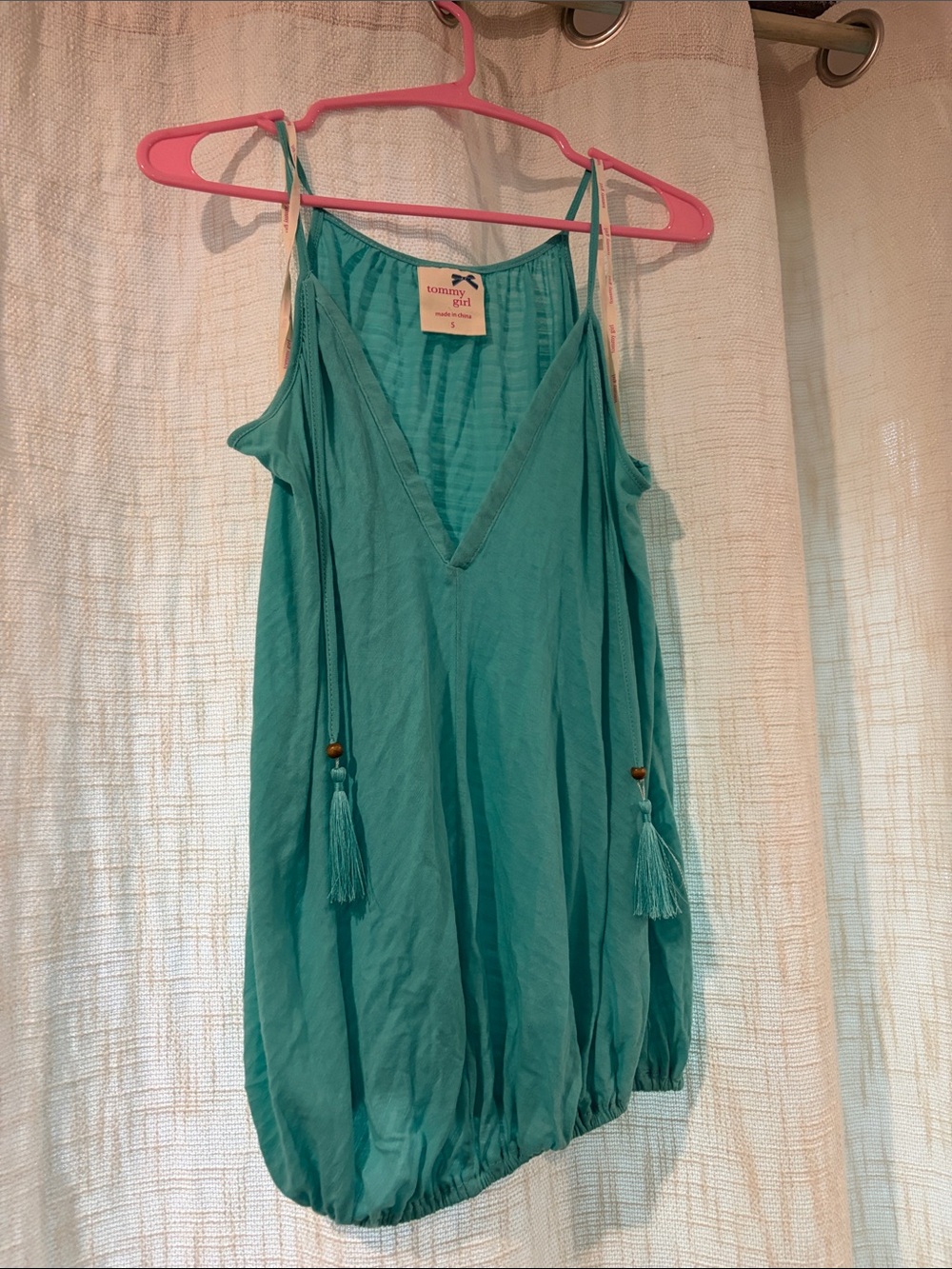 Tommy Hilfiger Teal V-Neck Tassel Camisole